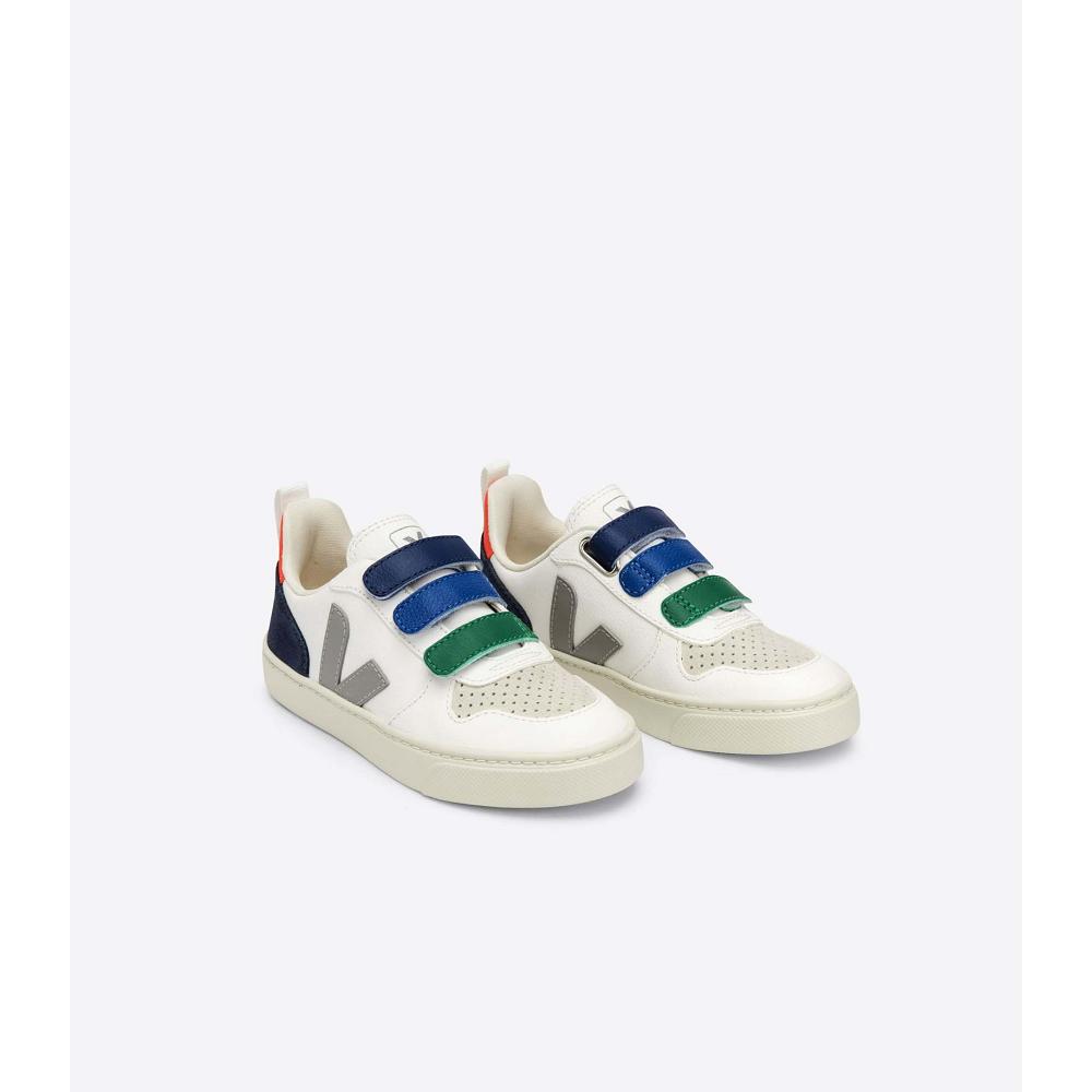 White/Blue Kids' Veja V-10 CHROMEFREE Shoes | AU 742NWY